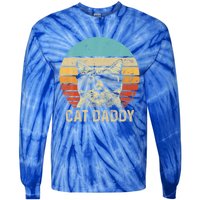 Vintage Cat Daddy Funny Cat Lover Gift Cat Dad Fathers Gift Tie-Dye Long Sleeve Shirt