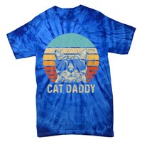 Vintage Cat Daddy Funny Cat Lover Gift Cat Dad Fathers Gift Tie-Dye T-Shirt