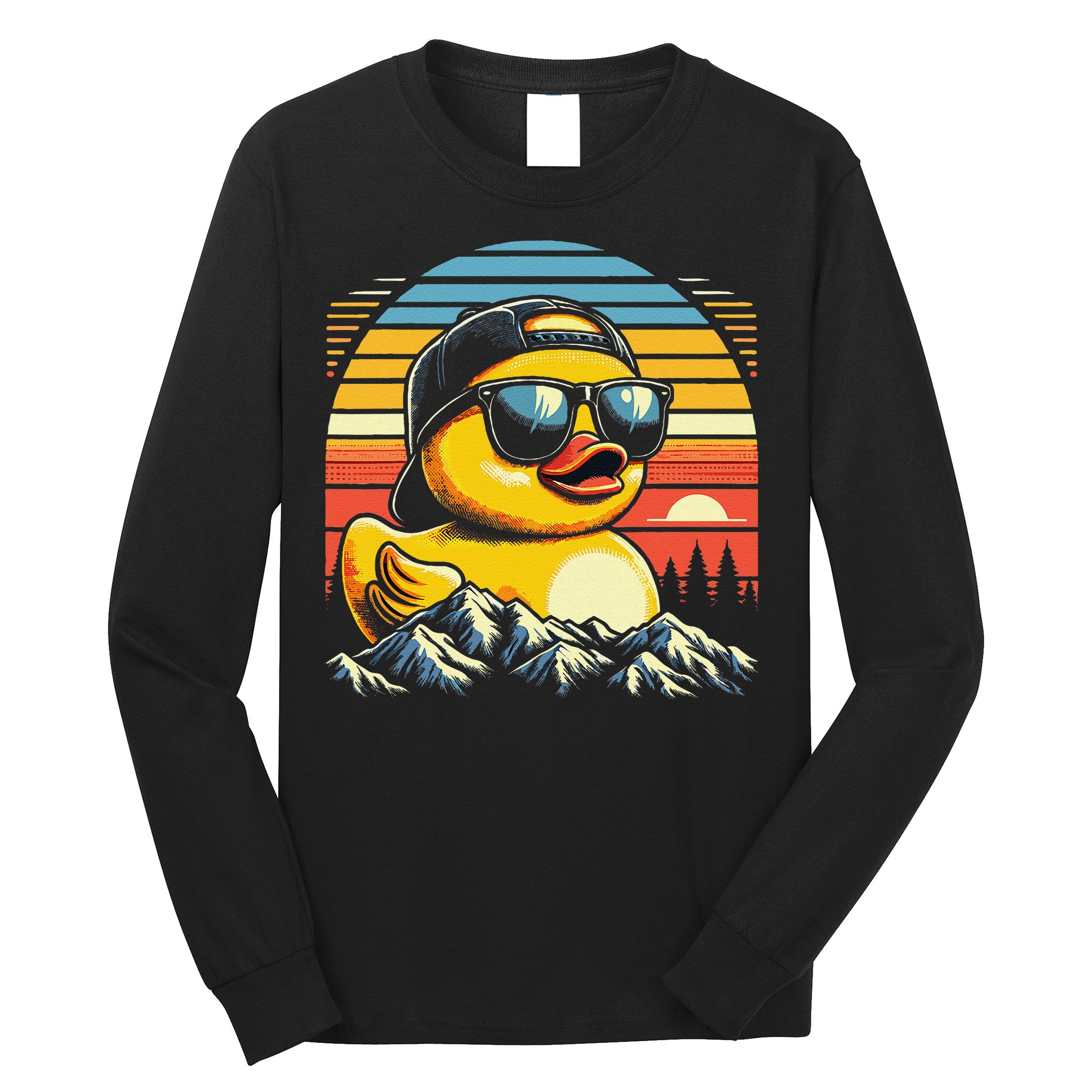 Vintage Cool Duck With Sunglasses  Funny Ducks Long Sleeve Shirt