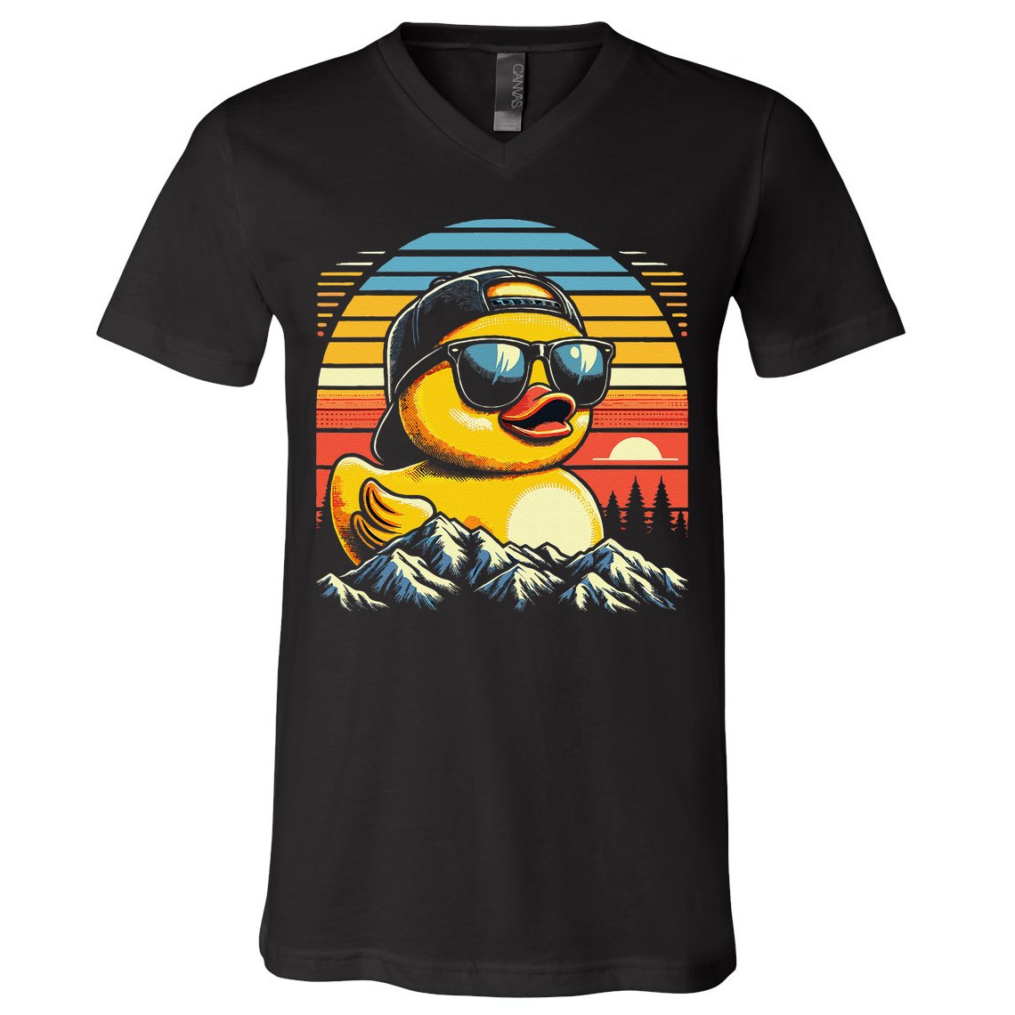 Vintage Cool Duck With Sunglasses  Funny Ducks V-Neck T-Shirt