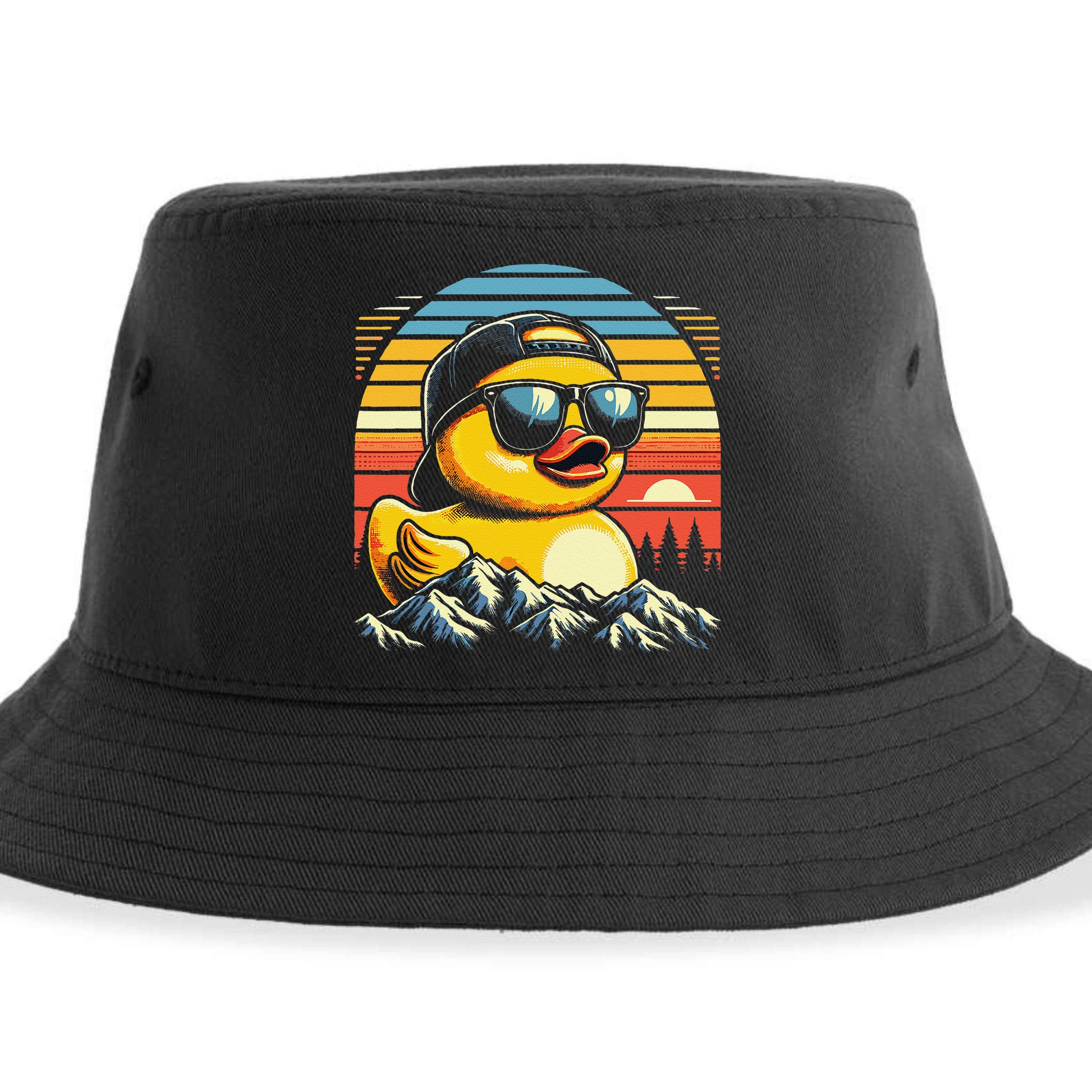Vintage Cool Duck With Sunglasses  Funny Ducks Sustainable Bucket Hat