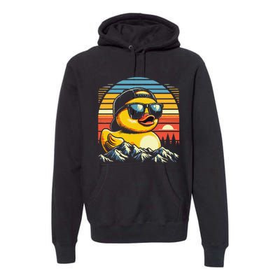 Vintage Cool Duck With Sunglasses  Funny Ducks Premium Hoodie