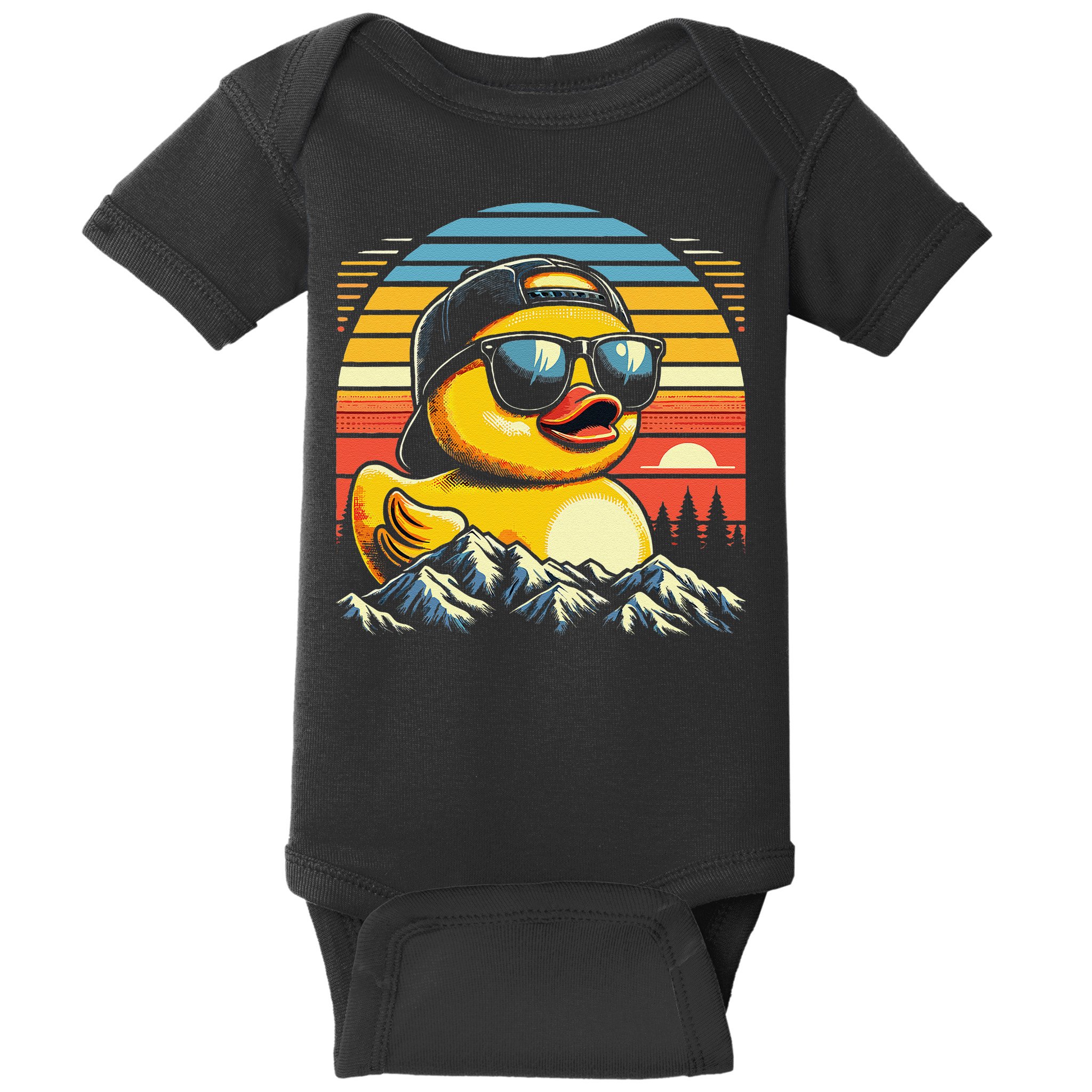 Vintage Cool Duck With Sunglasses  Funny Ducks Baby Bodysuit