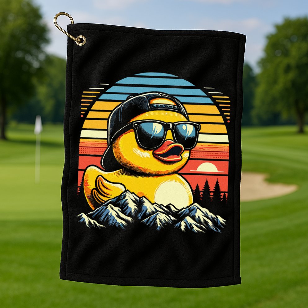 Vintage Cool Duck With Sunglasses  Funny Ducks Golf Towel