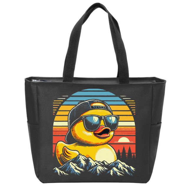 Vintage Cool Duck With Sunglasses  Funny Ducks Zip Tote Bag