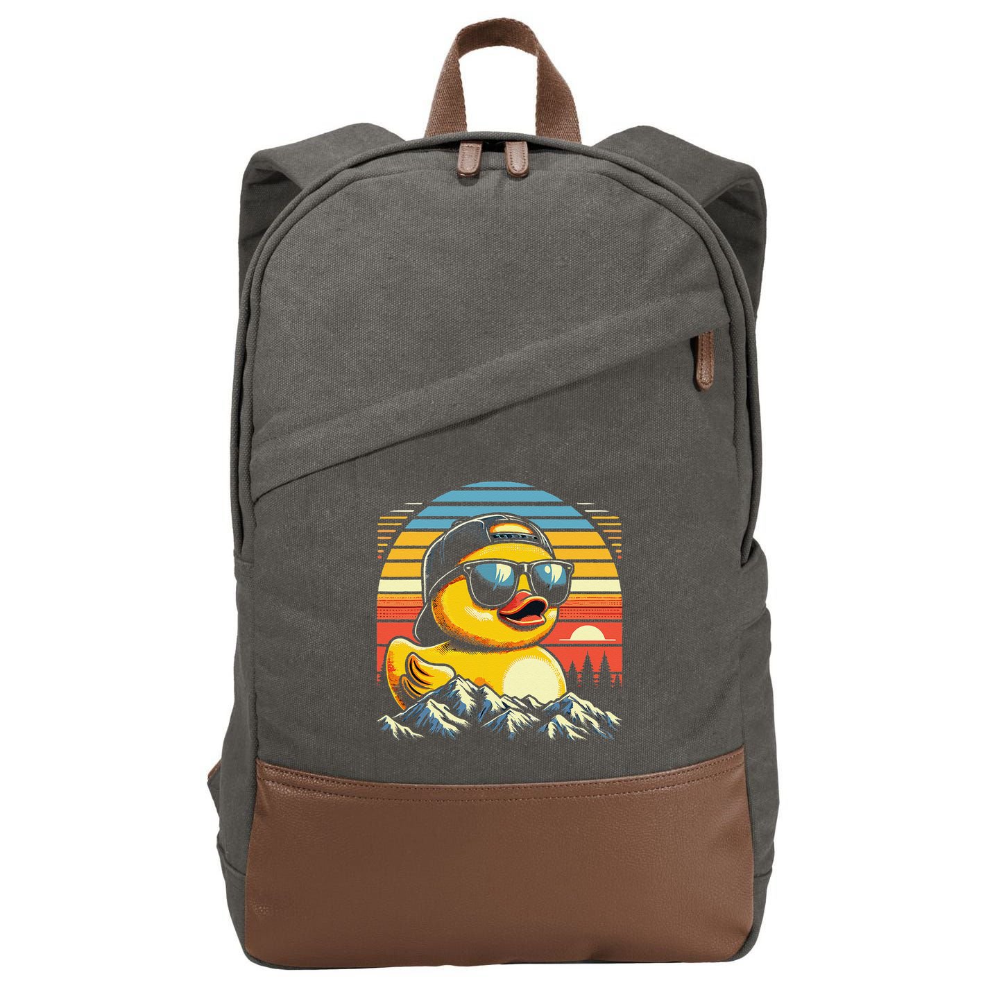 Vintage Cool Duck With Sunglasses  Funny Ducks Cotton Canvas Backpack
