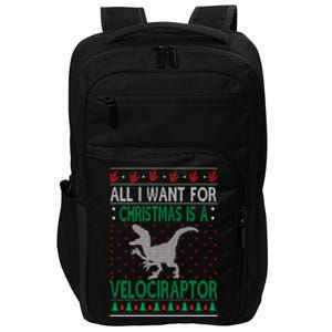 Velociraptor Christmas Dinosaur Ugly Christmas Sweater Style Gift Impact Tech Backpack