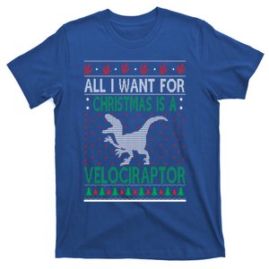 Velociraptor Christmas Dinosaur Ugly Christmas Sweater Style Gift T-Shirt