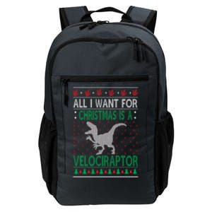 Velociraptor Christmas Dinosaur Ugly Christmas Sweater Style Gift Daily Commute Backpack