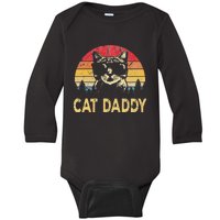 Vintage Cat Daddy Funny Cat Lover Cat Dad Fathers Baby Long Sleeve Bodysuit