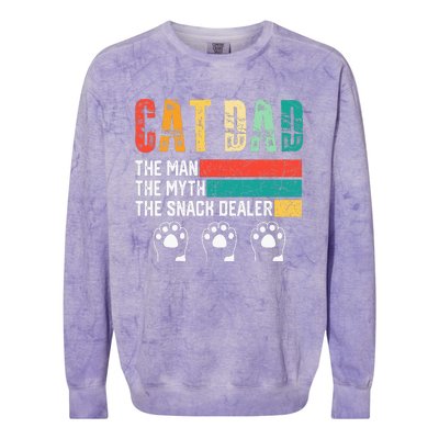 Vintage Cat Dad The Man The Myth Snack Dealer Colorblast Crewneck Sweatshirt