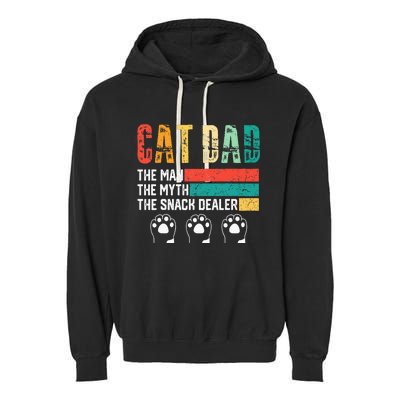 Vintage Cat Dad The Man The Myth Snack Dealer Garment-Dyed Fleece Hoodie