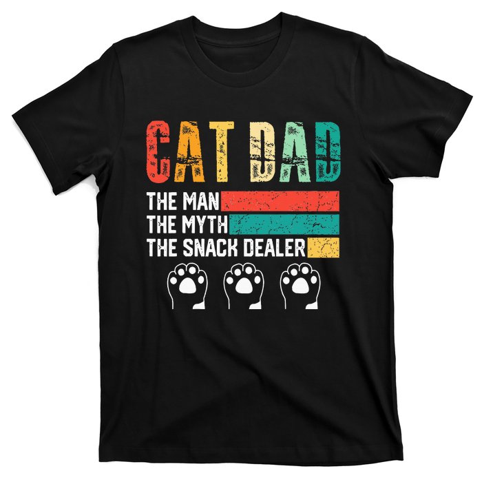 Vintage Cat Dad The Man The Myth Snack Dealer T-Shirt