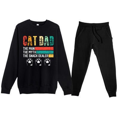 Vintage Cat Dad The Man The Myth Snack Dealer Premium Crewneck Sweatsuit Set