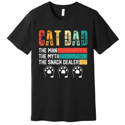 Vintage Cat Dad The Man The Myth Snack Dealer Premium T-Shirt