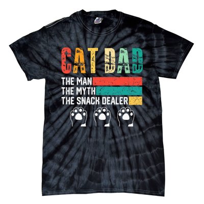 Vintage Cat Dad The Man The Myth Snack Dealer Tie-Dye T-Shirt