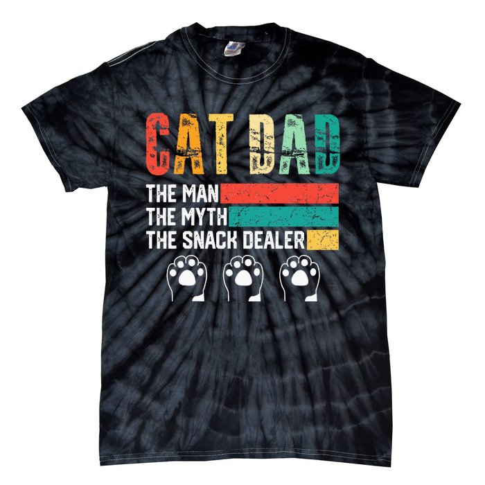 Vintage Cat Dad The Man The Myth Snack Dealer Tie-Dye T-Shirt