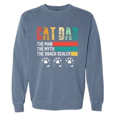 Vintage Cat Dad The Man The Myth Snack Dealer Garment-Dyed Sweatshirt