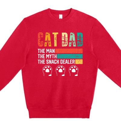 Vintage Cat Dad The Man The Myth Snack Dealer Premium Crewneck Sweatshirt