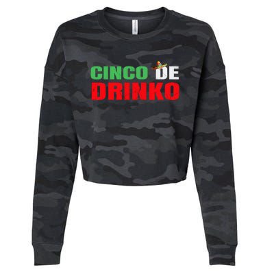 Vintage Cinco De Drinko Funny Cinco De Mayo Drinking Cropped Pullover Crew