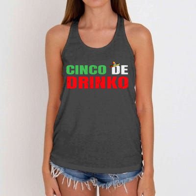 Vintage Cinco De Drinko Funny Cinco De Mayo Drinking Women's Knotted Racerback Tank