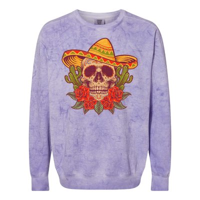 Vintage Cinco De Mayo Sombrero Skull Colorblast Crewneck Sweatshirt