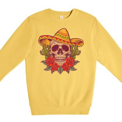 Vintage Cinco De Mayo Sombrero Skull Premium Crewneck Sweatshirt