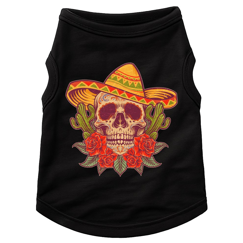 Vintage Cinco De Mayo Sombrero Skull Doggie Tank