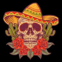 Vintage Cinco De Mayo Sombrero Skull Flatbill Hat