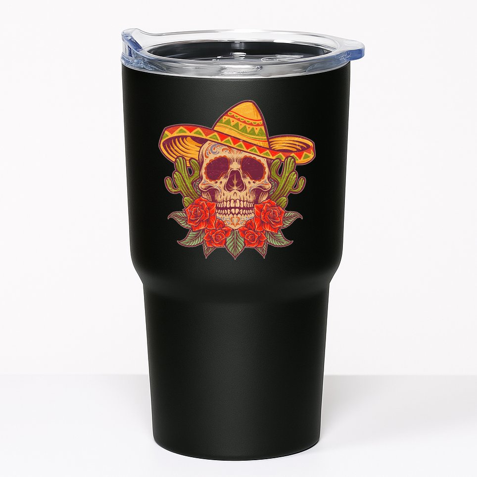 Vintage Cinco De Mayo Sombrero Skull Tumbler