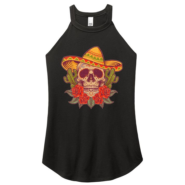 Vintage Cinco De Mayo Sombrero Skull Women's Perfect Tri Rocker Tank