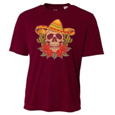 Vintage Cinco De Mayo Sombrero Skull Cooling Performance Crew T-Shirt