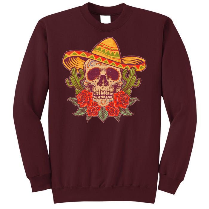 Vintage Cinco De Mayo Sombrero Skull Tall Sweatshirt