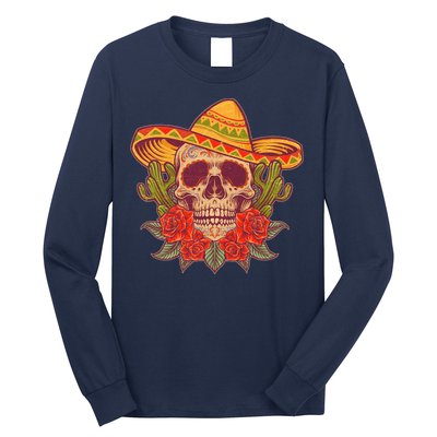 Vintage Cinco De Mayo Sombrero Skull Long Sleeve Shirt