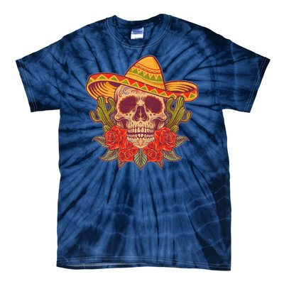 Vintage Cinco De Mayo Sombrero Skull Tie-Dye T-Shirt