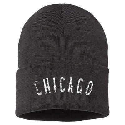 Vintage Chicago Distressed Sustainable Knit Beanie