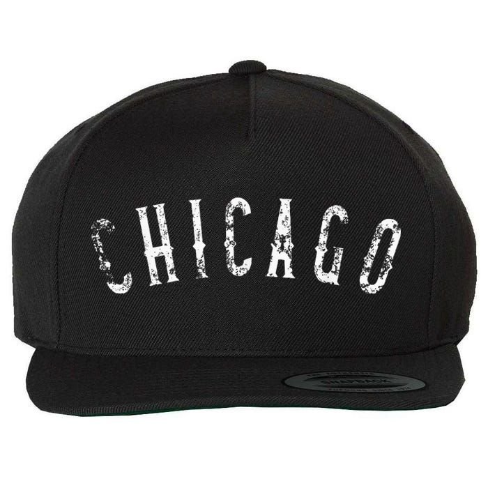 Vintage Chicago Distressed Wool Snapback Cap