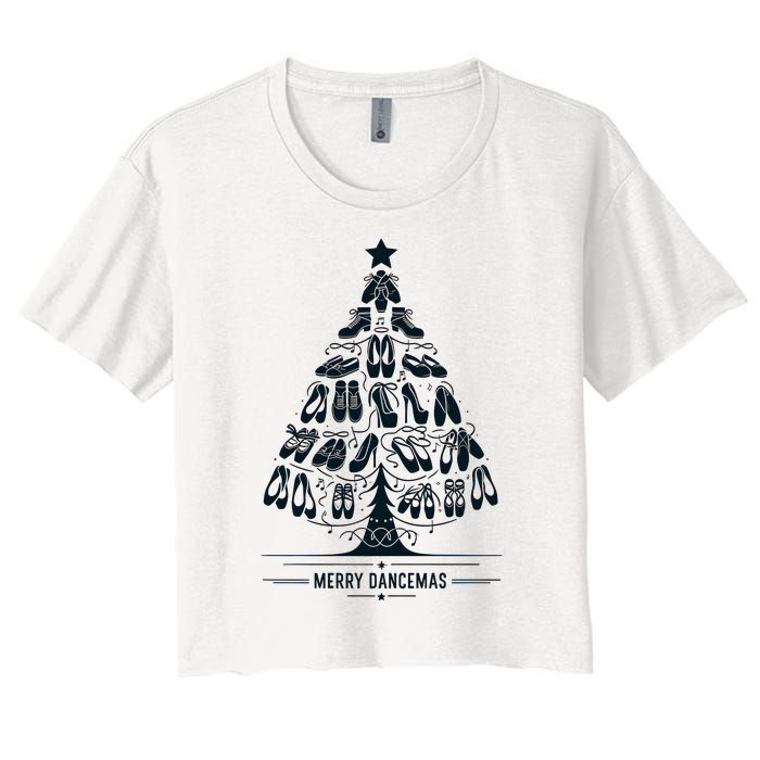 Vintage Christmas Dance Teacher Merry Dancemas Dancer Dancing Women's Crop Top Tee