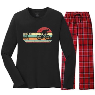 Vintage Cycling Dad This Is The Way Women's Long Sleeve Flannel Pajama Set 