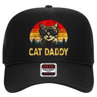 Vintage Cat Daddy Funny Cat Lover Gift Cat Dad Fathers High Crown Mesh Back Trucker Hat