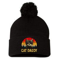 Vintage Cat Daddy Funny Cat Lover Gift Cat Dad Fathers Pom Pom 12in Knit Beanie