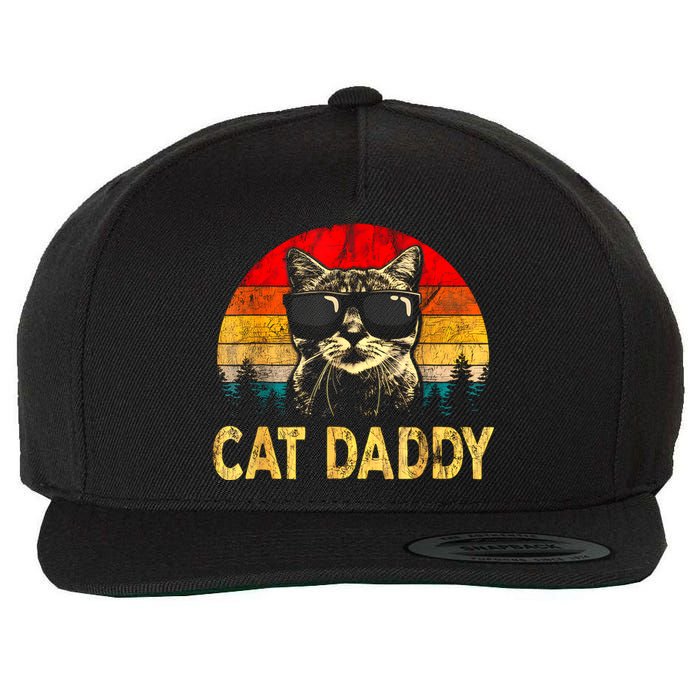 Vintage Cat Daddy Funny Cat Lover Gift Cat Dad Fathers Wool Snapback Cap