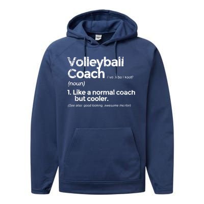 Volleyball Coach Definition Funny Gift Performance Fleece Hoodie