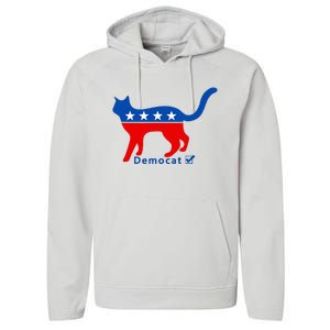 Vote Cat Democrat Liberal Cat Lover Biden Harris 2024 Performance Fleece Hoodie