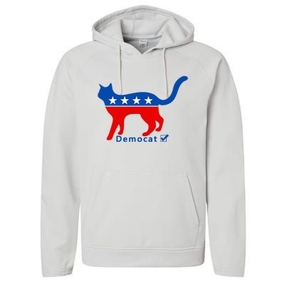 Vote Cat Democrat Liberal Cat Lover Biden Harris 2024 Performance Fleece Hoodie