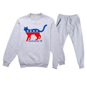 Vote Cat Democrat Liberal Cat Lover Biden Harris 2024 Premium Crewneck Sweatsuit Set