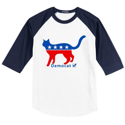 Vote Cat Democrat Liberal Cat Lover Biden Harris 2024 Baseball Sleeve Shirt