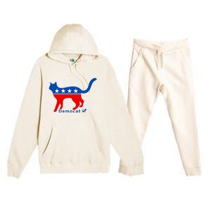 Vote Cat Democrat Liberal Cat Lover Biden Harris 2024 Premium Hooded Sweatsuit Set