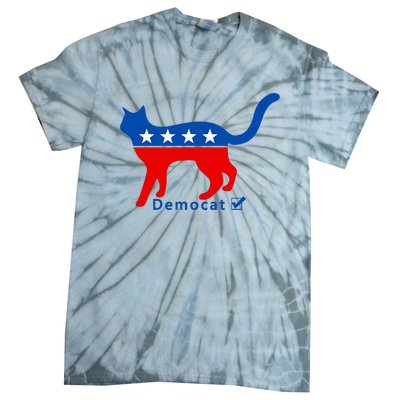 Vote Cat Democrat Liberal Cat Lover Biden Harris 2024 Tie-Dye T-Shirt