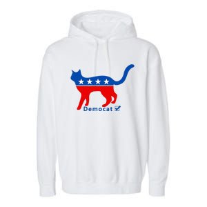 Vote Cat Democrat Liberal Cat Lover Biden Harris 2024 Garment-Dyed Fleece Hoodie